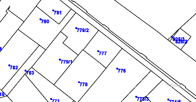 Parcela st. 777 v KÚ Lužice u Hodonína, Katastrální mapa
