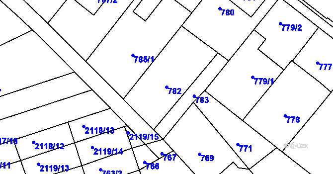 Parcela st. 782 v KÚ Lužice u Hodonína, Katastrální mapa