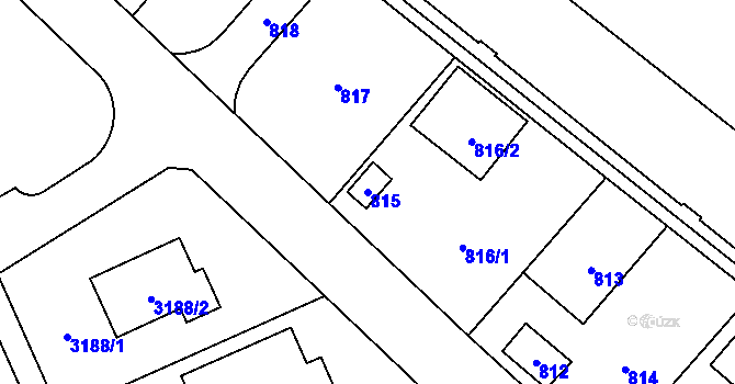 Parcela st. 815 v KÚ Lužice u Hodonína, Katastrální mapa