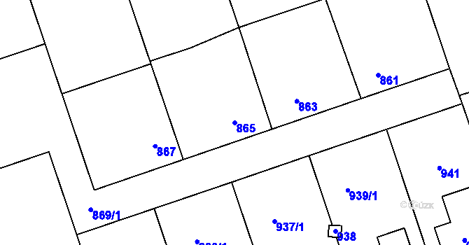 Parcela st. 865 v KÚ Lužice u Hodonína, Katastrální mapa