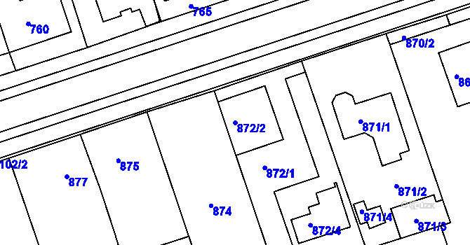 Parcela st. 872/2 v KÚ Lužice u Hodonína, Katastrální mapa