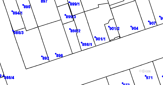 Parcela st. 898/1 v KÚ Lužice u Hodonína, Katastrální mapa