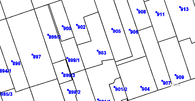Parcela st. 903 v KÚ Lužice u Hodonína, Katastrální mapa