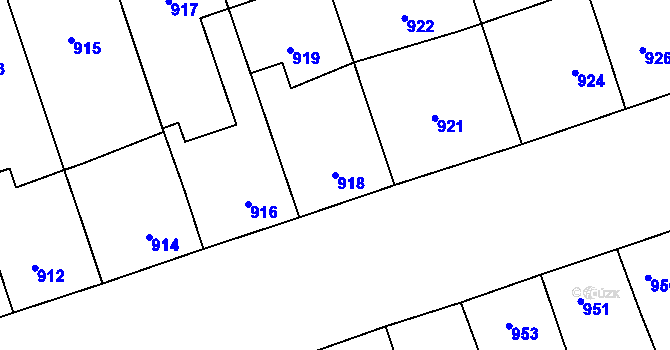 Parcela st. 918 v KÚ Lužice u Hodonína, Katastrální mapa