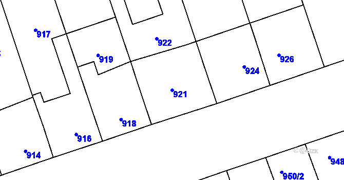 Parcela st. 921 v KÚ Lužice u Hodonína, Katastrální mapa