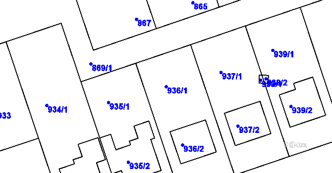 Parcela st. 936/1 v KÚ Lužice u Hodonína, Katastrální mapa