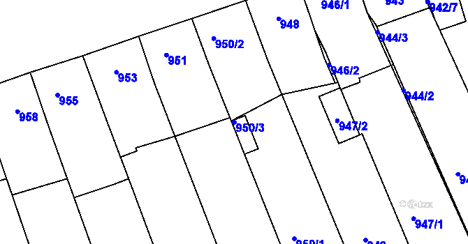 Parcela st. 950/3 v KÚ Lužice u Hodonína, Katastrální mapa