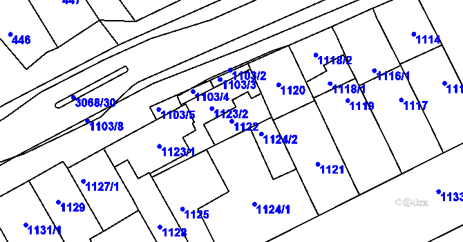 Parcela st. 1122 v KÚ Lužice u Hodonína, Katastrální mapa