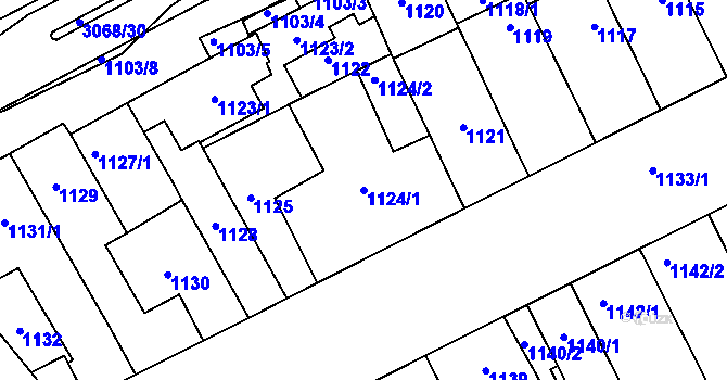 Parcela st. 1124/1 v KÚ Lužice u Hodonína, Katastrální mapa