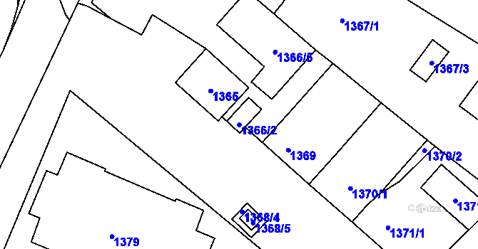 Parcela st. 1366/2 v KÚ Lužice u Hodonína, Katastrální mapa