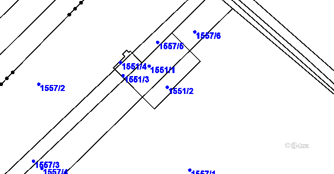 Parcela st. 1551/2 v KÚ Lužice u Hodonína, Katastrální mapa