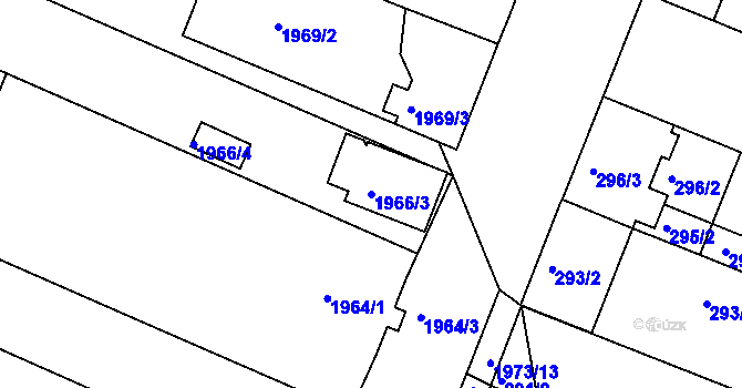 Parcela st. 1966/3 v KÚ Lužice u Hodonína, Katastrální mapa