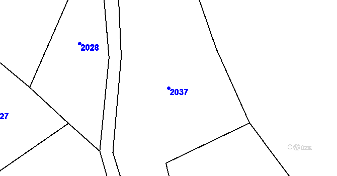 Parcela st. 2037 v KÚ Lužice u Hodonína, Katastrální mapa