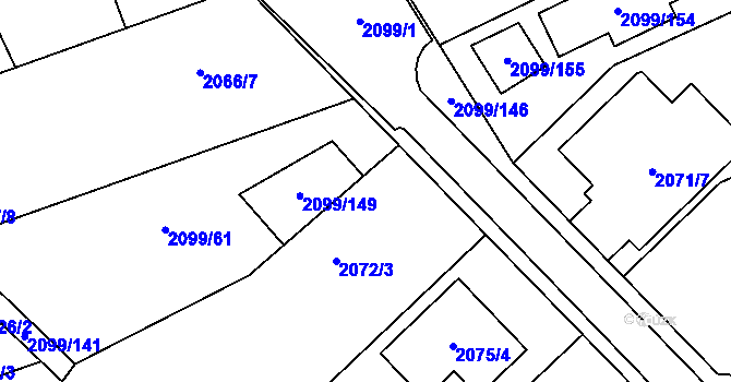 Parcela st. 2071/3 v KÚ Lužice u Hodonína, Katastrální mapa