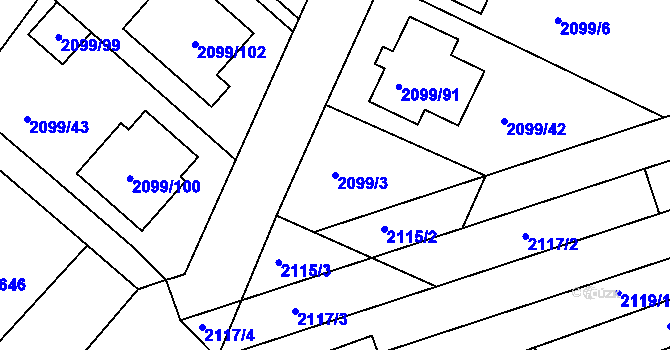 Parcela st. 2099/3 v KÚ Lužice u Hodonína, Katastrální mapa