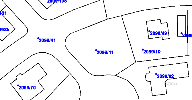Parcela st. 2099/11 v KÚ Lužice u Hodonína, Katastrální mapa