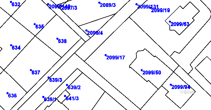 Parcela st. 2099/17 v KÚ Lužice u Hodonína, Katastrální mapa