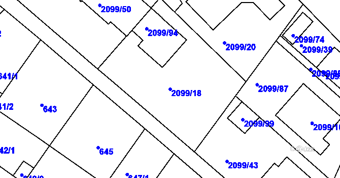 Parcela st. 2099/18 v KÚ Lužice u Hodonína, Katastrální mapa