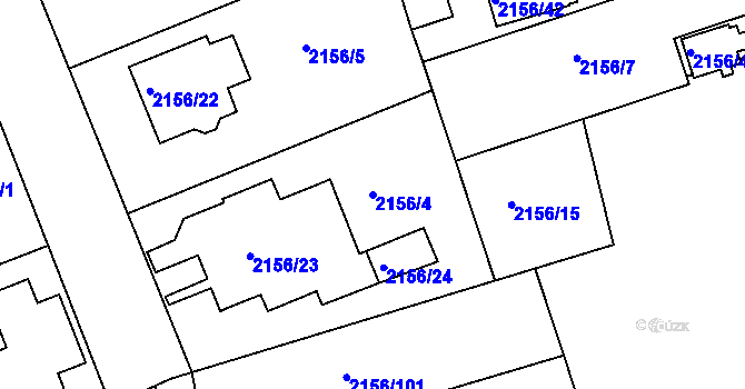 Parcela st. 2156/4 v KÚ Lužice u Hodonína, Katastrální mapa