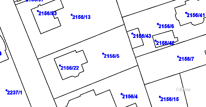 Parcela st. 2156/5 v KÚ Lužice u Hodonína, Katastrální mapa
