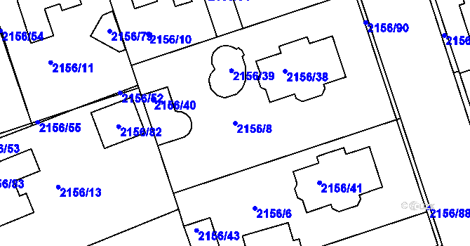 Parcela st. 2156/8 v KÚ Lužice u Hodonína, Katastrální mapa
