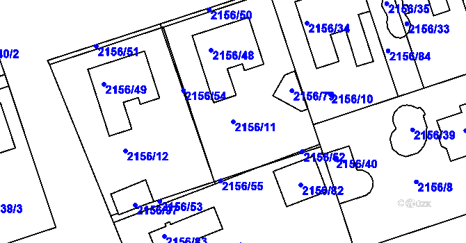 Parcela st. 2156/11 v KÚ Lužice u Hodonína, Katastrální mapa