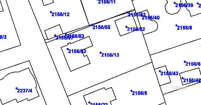 Parcela st. 2156/13 v KÚ Lužice u Hodonína, Katastrální mapa