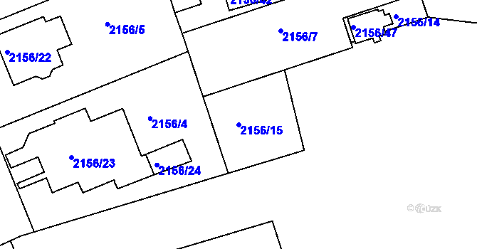 Parcela st. 2156/15 v KÚ Lužice u Hodonína, Katastrální mapa