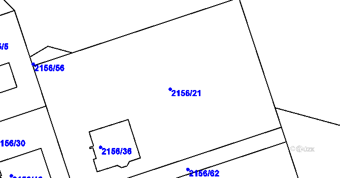 Parcela st. 2156/21 v KÚ Lužice u Hodonína, Katastrální mapa