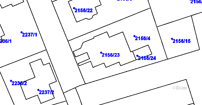 Parcela st. 2156/23 v KÚ Lužice u Hodonína, Katastrální mapa