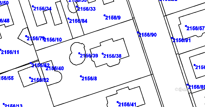 Parcela st. 2156/38 v KÚ Lužice u Hodonína, Katastrální mapa