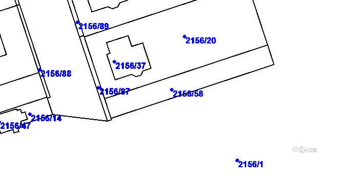 Parcela st. 2156/58 v KÚ Lužice u Hodonína, Katastrální mapa