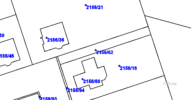 Parcela st. 2156/62 v KÚ Lužice u Hodonína, Katastrální mapa