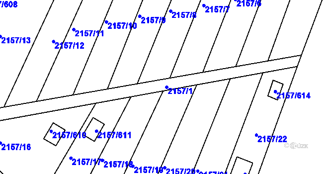 Parcela st. 2157/1 v KÚ Lužice u Hodonína, Katastrální mapa