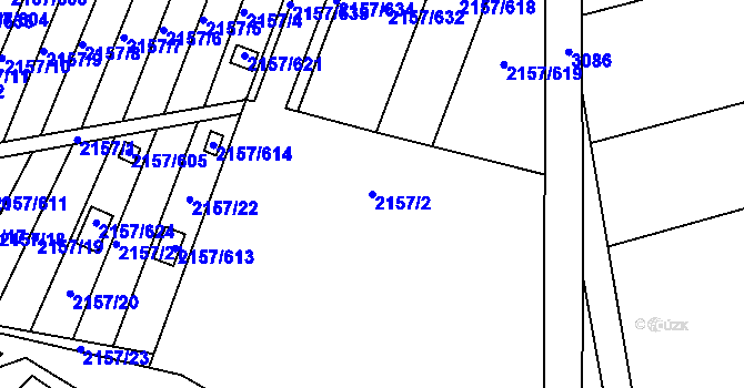 Parcela st. 2157/2 v KÚ Lužice u Hodonína, Katastrální mapa