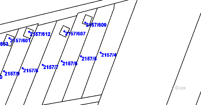 Parcela st. 2157/4 v KÚ Lužice u Hodonína, Katastrální mapa