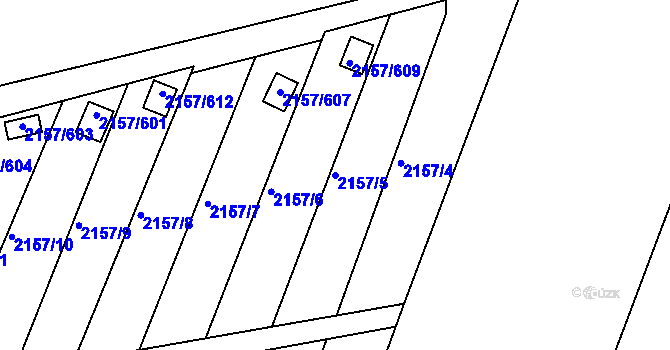 Parcela st. 2157/5 v KÚ Lužice u Hodonína, Katastrální mapa