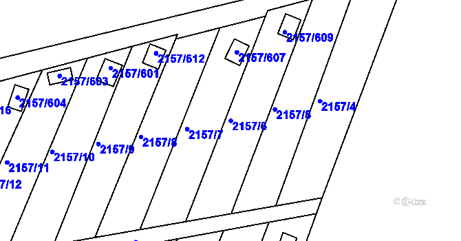 Parcela st. 2157/6 v KÚ Lužice u Hodonína, Katastrální mapa