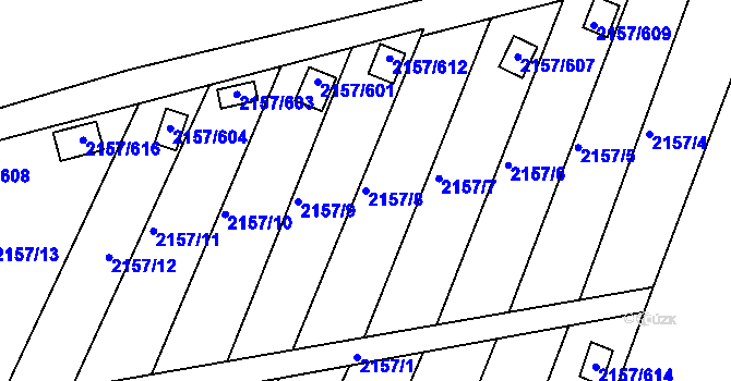 Parcela st. 2157/8 v KÚ Lužice u Hodonína, Katastrální mapa