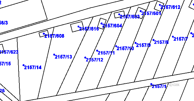 Parcela st. 2157/11 v KÚ Lužice u Hodonína, Katastrální mapa