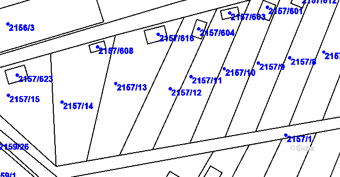 Parcela st. 2157/12 v KÚ Lužice u Hodonína, Katastrální mapa