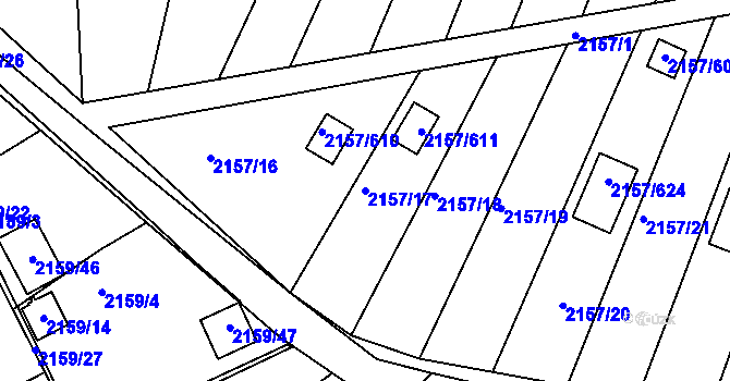 Parcela st. 2157/17 v KÚ Lužice u Hodonína, Katastrální mapa