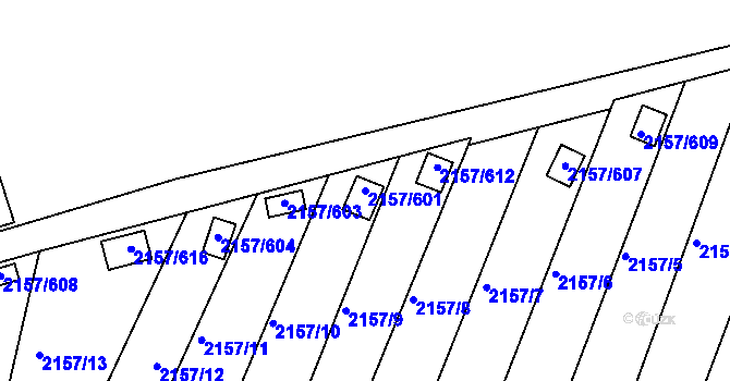 Parcela st. 2157/601 v KÚ Lužice u Hodonína, Katastrální mapa