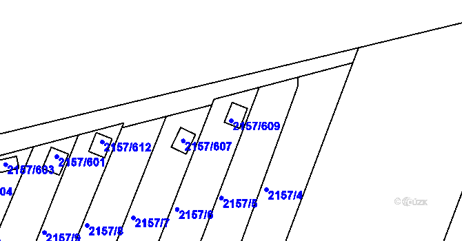Parcela st. 2157/609 v KÚ Lužice u Hodonína, Katastrální mapa