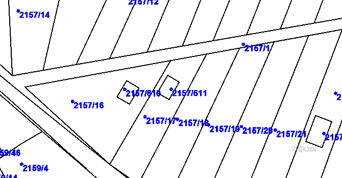 Parcela st. 2157/611 v KÚ Lužice u Hodonína, Katastrální mapa