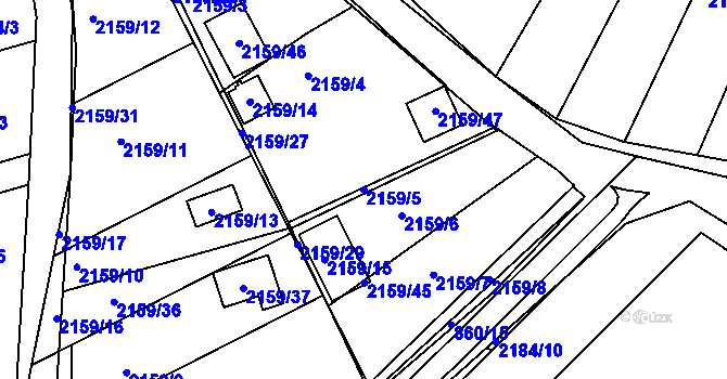 Parcela st. 2159/5 v KÚ Lužice u Hodonína, Katastrální mapa