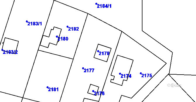 Parcela st. 2178 v KÚ Lužice u Hodonína, Katastrální mapa