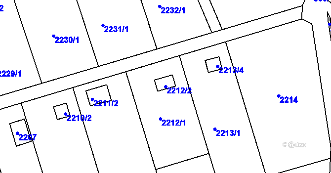 Parcela st. 2212/2 v KÚ Lužice u Hodonína, Katastrální mapa