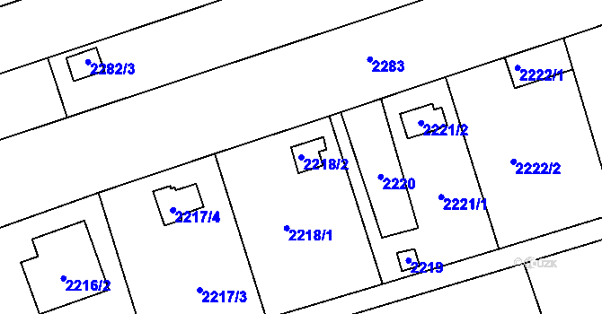 Parcela st. 2218/2 v KÚ Lužice u Hodonína, Katastrální mapa