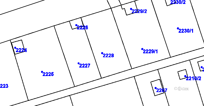 Parcela st. 2228 v KÚ Lužice u Hodonína, Katastrální mapa
